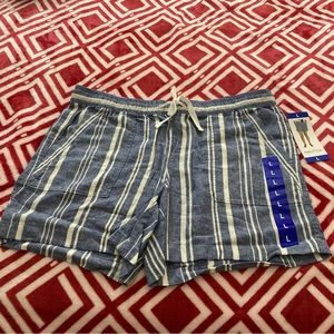 NAUTICA Linen Blend Puull-On Short Light Blue Stripe